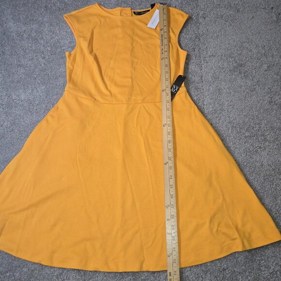 NWT New York & Company Medium Petite Yellow Button Back Flare Dress‎ - Picture 7 of 11